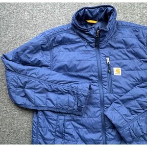 Carhartt Quilted Puffer Jacket Blue Full Zip Mens Size Medium Regular 101443-988